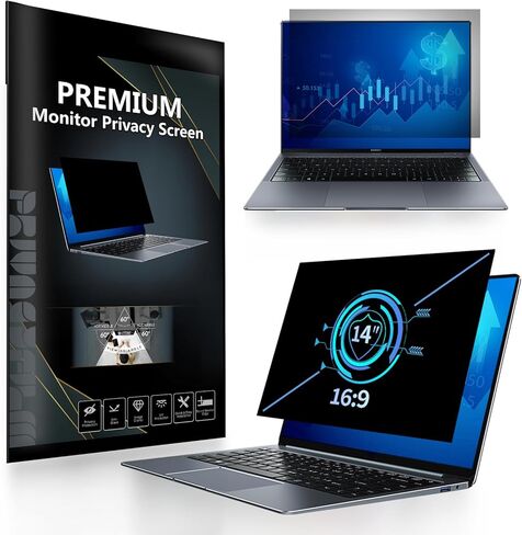 شاشة خصوصية للكمبيوتر المحمول مقاس 14 بوصة قابلة للإزالة بنسبة 16:9، واقي شاشة بفلتر للخصوصية، متوافق مع Hp Dell Acer Lenovo ThinkPad Samsung Asus Sony، درع خصوصية الكمبيوتر المحمول مضاد للوهج ومضاد للضوء الأزرق in Kuwait