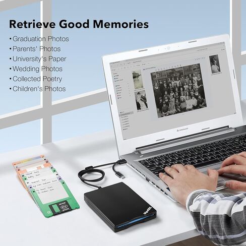Floppy Disk Reader USB C External 3.5 inch 1.44 MB Floppy Disc Reader Dual USB Type A/C Floppy Disk Drive/Player/Converter in Kuwait