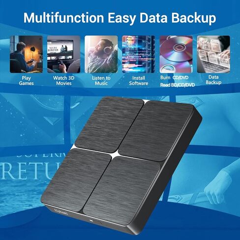 محرك أقراص DVD خارجي Bluray، USB 3.0 وType-C محرك أقراص DVD خارجي محمول ثلاثي الأبعاد Blu-ray مشغل Blu-ray خارجي نحيف متوافق مع نظام التشغيل Windows XP/7/8/10/11 MacOS للكمبيوتر الشخصي والكمبيوتر المحمول وسطح المكتب وMac in Saudi Arabia