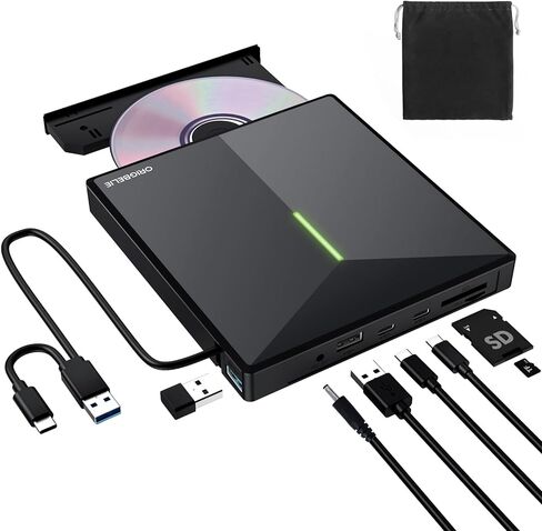 External CD/DVD Drive for Laptop, USB 3.0 CD Burner +/-RW CD ROM External DVD Drive Portable DVD Player for Laptop Desktop PC Apple Mac Windows 11/10/8/7/XP Linux OS in Saudi Arabia