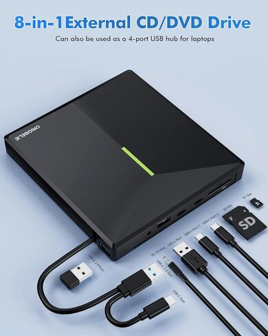 External CD/DVD Drive for Laptop, USB 3.0 CD Burner +/-RW CD ROM External DVD Drive Portable DVD Player for Laptop Desktop PC Apple Mac Windows 11/10/8/7/XP Linux OS in Saudi Arabia