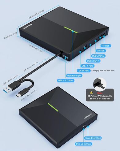 External CD/DVD Drive for Laptop, USB 3.0 CD Burner +/-RW CD ROM External DVD Drive Portable DVD Player for Laptop Desktop PC Apple Mac Windows 11/10/8/7/XP Linux OS in Saudi Arabia