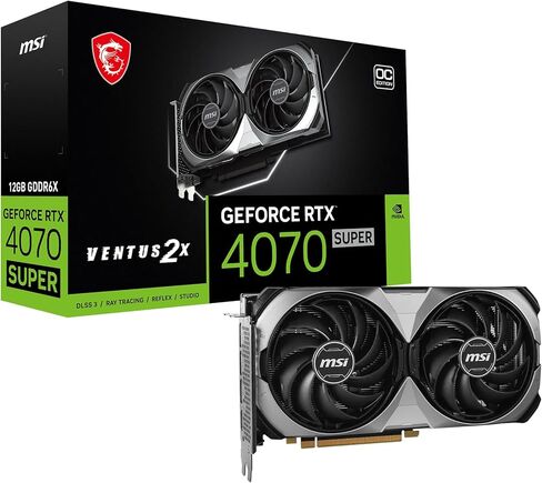 بطاقة رسومات MSI Gaming RTX 4070 Super 12G Ventus 2X OC (NVIDIA RTX 4070 Super، 192 بت، ساعة التعزيز: 2520 ميجاهرتز، 12 جيجابايت GDRR6X 21 جيجابت في الثانية، HDMI/DP، بنية Ada Lovelace) in Saudi Arabia