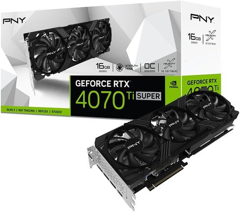 بطاقة رسوميات PNY GeForce RTX™ 4070 Ti Super سعة 16 جيجابايت Verto™ ذات مروحة ثلاثية ذات سرعة تشغيل عالية DLSS 3 in Saudi Arabia