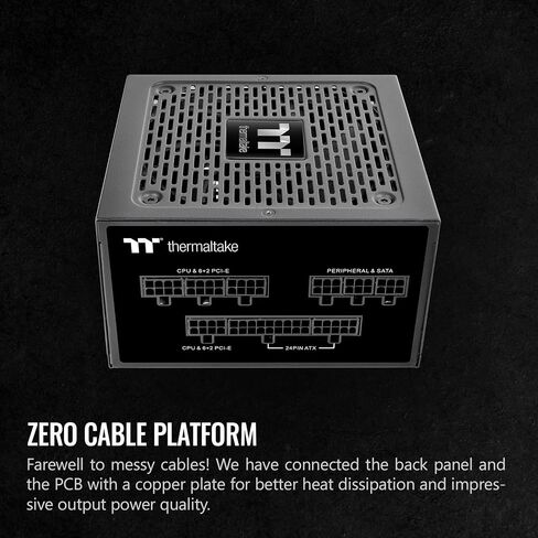 Thermaltake GF1 (2024) مصدر طاقة ATX 850W معياري بالكامل - 80 Plus Gold - فائق الهدوء - صفر دورة في الدقيقة، PS-TPD-0850FNFAGU-P in Kuwait