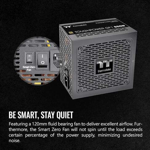 Thermaltake GF1 (2024) مصدر طاقة ATX 850W معياري بالكامل - 80 Plus Gold - فائق الهدوء - صفر دورة في الدقيقة، PS-TPD-0850FNFAGU-P in Kuwait