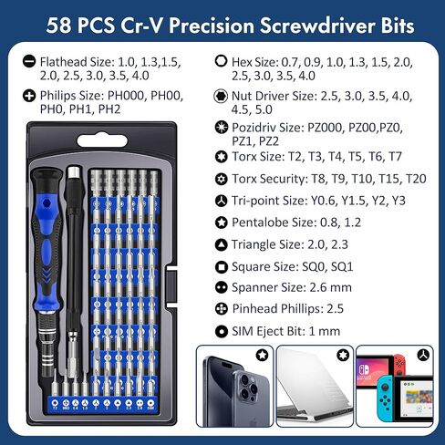 XOOL Precision Screwdriver Set Magnetic, 25 in 1 with 24 Piece Small Screwdriver Set, Mini Pocket Screwdriver kit Magnetic for Computer/Xbox/ PS3/ PS4/ Eyeglass/iphone/Camera/Nintendo/Drone/Watch in Kuwait