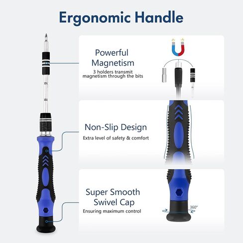 XOOL Precision Screwdriver Set Magnetic, 25 in 1 with 24 Piece Small Screwdriver Set, Mini Pocket Screwdriver kit Magnetic for Computer/Xbox/ PS3/ PS4/ Eyeglass/iphone/Camera/Nintendo/Drone/Watch in Kuwait