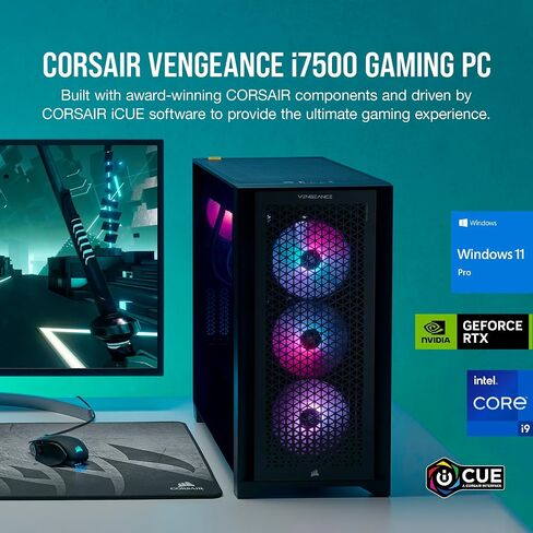 Corsair Vengeance i7500 Series Gaming PC - Liquid Cooled Intel Core i9 14900KF CPU - NVIDIA GeForce RTX 4090 GPU - 64GB Vengeance RGB DDR5 Memory - 2TB M.2 SSD - Black in Saudi Arabia