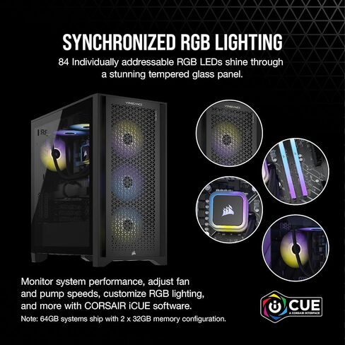 Corsair Vengeance i7500 Series Gaming PC - Liquid Cooled Intel Core i9 14900KF CPU - NVIDIA GeForce RTX 4090 GPU - 64GB Vengeance RGB DDR5 Memory - 2TB M.2 SSD - Black in Saudi Arabia