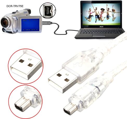 NFHK USB ذكر إلى Firewire IEEE 1394 4Pin ذكر iLink سلك محول كابل ل DCR-TRV75E DV 1 متر USB Firewire كابل in Kuwait