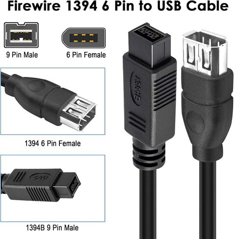LBSC Firewire IEEE 1394 6 Pin Female to USB A Male Adapter Cable, 6 Pin Firewire to USB Cable Data Transfer Converter Cable for Printer, Digital Camera, Scanner, Hard Disk (USB to 6 pin) in Saudi Arabia