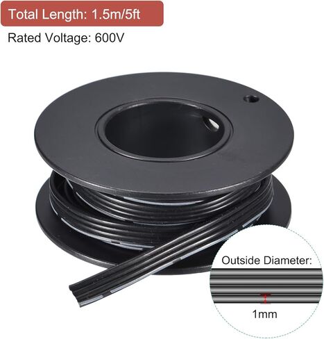 MECCANIXITY 26AWG الشريط كابل سلك السيليكون 4Pin 26 قياس الشريط سلك كابل السيليكون المسطح 1.5 متر/5ft الأسود الذين تقطعت بهم السبل سلك نحاسي مطلى بالقصدير in Kuwait