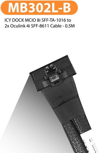 ICY DOCK MCIO 8i SFF-TA-1016 to 2X Oculink 4i SFF-8611 Cable - 0.5M | MB302L-B in Saudi Arabia