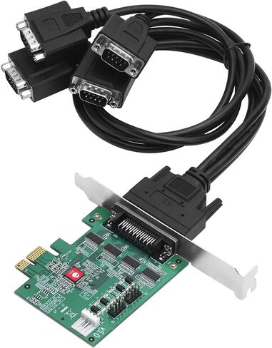 SIIG DP CyberSerial 4S PCIe، 16550 UART، معدلات الباود تصل إلى 921 كيلوبت في الثانية، PCIe 2.0 x1 إلى 4X RS-232 Male 9-pin DB9، RS-232 5V أو 12V Power، ASIX AX99100 Chipset، Dual-Profile Brackets JJ-E40011-S5 in Saudi Arabia