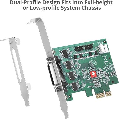 SIIG DP CyberSerial 4S PCIe، 16550 UART، معدلات الباود تصل إلى 921 كيلوبت في الثانية، PCIe 2.0 x1 إلى 4X RS-232 Male 9-pin DB9، RS-232 5V أو 12V Power، ASIX AX99100 Chipset، Dual-Profile Brackets JJ-E40011-S5 in Saudi Arabia