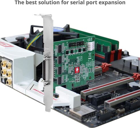 SIIG DP CyberSerial 4S PCIe، 16550 UART، معدلات الباود تصل إلى 921 كيلوبت في الثانية، PCIe 2.0 x1 إلى 4X RS-232 Male 9-pin DB9، RS-232 5V أو 12V Power، ASIX AX99100 Chipset، Dual-Profile Brackets JJ-E40011-S5 in Saudi Arabia