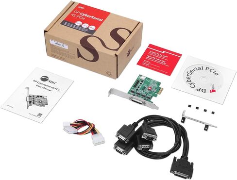 SIIG DP CyberSerial 4S PCIe، 16550 UART، معدلات الباود تصل إلى 921 كيلوبت في الثانية، PCIe 2.0 x1 إلى 4X RS-232 Male 9-pin DB9، RS-232 5V أو 12V Power، ASIX AX99100 Chipset، Dual-Profile Brackets JJ-E40011-S5 in Saudi Arabia