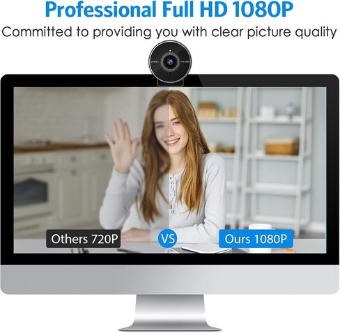 كاميرا ويب EMEET 1080P - كاميرا ويب USB مع ميكروفون وغطاء للخصوصية المادية، ميكروفون لإلغاء الضوضاء، تصحيح تلقائي للضوء، كاميرا ويب C950 فائقة الدقة FHD مع عرض 70 درجة للاجتماعات/الفصول عبر الإنترنت/تكبير/تصغير/يوتيوب in Kuwait