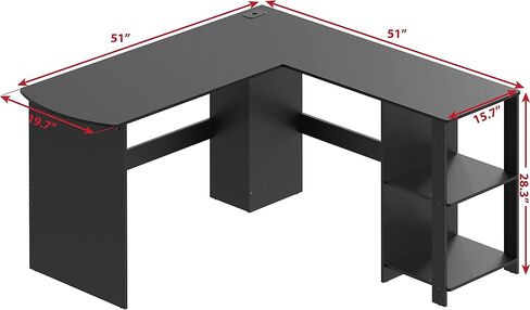 SHW L-Shaped Home Office Wood Corner Desk with 3 Drawers, Maple in Kuwait