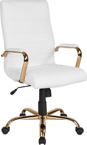 Flash Furniture Whitney High-Back Swivel LeatherSoft Desk Chair with Padded Seat and Armrests, Adjustable Height Padded Office Chair, Black in Kuwait