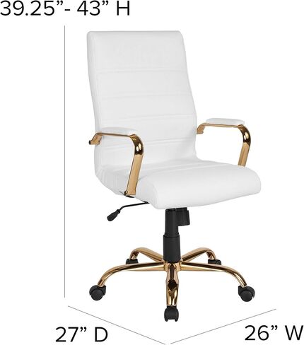 Flash Furniture Whitney High-Back Swivel LeatherSoft Desk Chair with Padded Seat and Armrests, Adjustable Height Padded Office Chair, Black in Kuwait