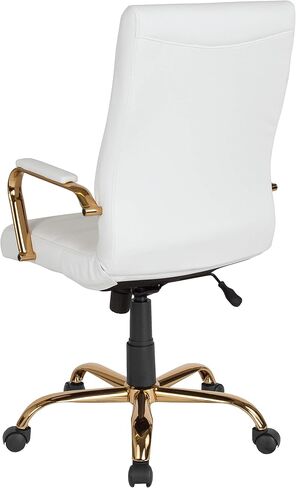 Flash Furniture Whitney High-Back Swivel LeatherSoft Desk Chair with Padded Seat and Armrests, Adjustable Height Padded Office Chair, Black in Kuwait