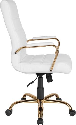 Flash Furniture Whitney High-Back Swivel LeatherSoft Desk Chair with Padded Seat and Armrests, Adjustable Height Padded Office Chair, Black in Kuwait