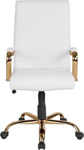 Flash Furniture Whitney High-Back Swivel LeatherSoft Desk Chair with Padded Seat and Armrests, Adjustable Height Padded Office Chair, Black in Kuwait