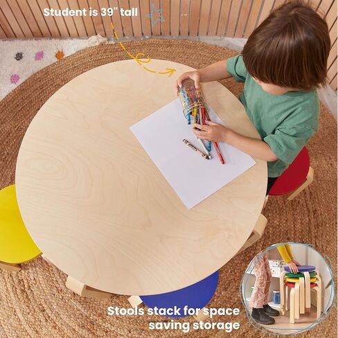 ECR4Kids Bentwood طقم طاولة مستديرة ومقعد، أثاث أطفال، متنوع، 5 قطع in Kuwait