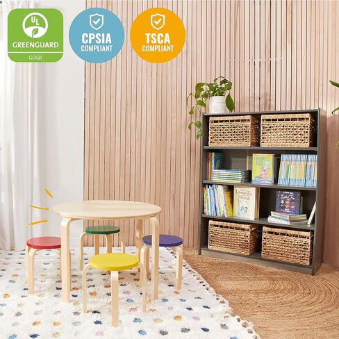 ECR4Kids Bentwood طقم طاولة مستديرة ومقعد، أثاث أطفال، متنوع، 5 قطع in Kuwait