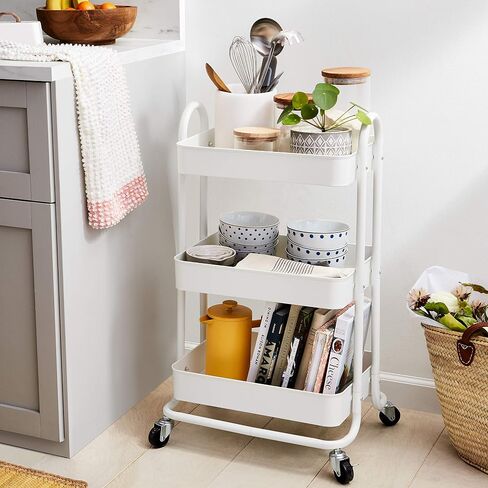 Amazon Basics 3-Tier Rolling Utility or Kitchen Cart - White in Saudi Arabia