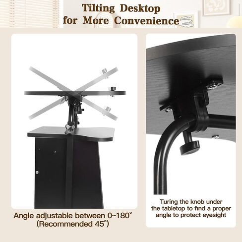 bimiti المحمول منبر المنصة ارتفاع قابل للتعديل مكتب الجلوس إلى الوقوف مع إمالة سطح المكتب وخزانة التخزين المتداول منبر عربة مكتب الكمبيوتر المحمول على عجلات، حامل المنصة للفصول الدراسية الكنيسة مكتب المنزل in Kuwait