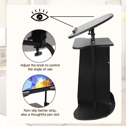 bimiti المحمول منبر المنصة ارتفاع قابل للتعديل مكتب الجلوس إلى الوقوف مع إمالة سطح المكتب وخزانة التخزين المتداول منبر عربة مكتب الكمبيوتر المحمول على عجلات، حامل المنصة للفصول الدراسية الكنيسة مكتب المنزل in Kuwait