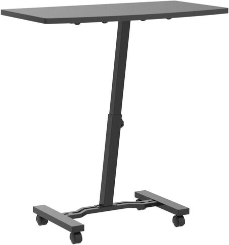 SHW Height Adjustable Mobile Laptop Stand Desk Rolling Cart, Height Adjustable from 28'' to 33'', Black in Kuwait