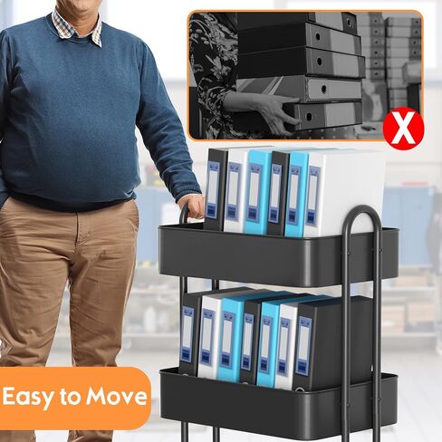 Ceayell 3-Tier Metal Rolling Storage Cart Heavy Duty Utility Cart Organizer with Lockable Wheels Black in Saudi Arabia
