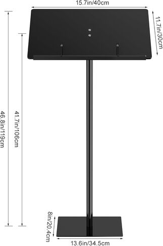 حامل منصة أكريليك، ارتفاع 42.3 بوصة، منصات أكريليك قابلة للتعديل بزاوية سوداء للكنيسة، والمنابر الحديثة والمنابر للفصول الدراسية، والحفلات الموسيقية، والكنيسة، والخطاب، وسهولة التجميع، وقاعدة معدنية، أسود in Kuwait