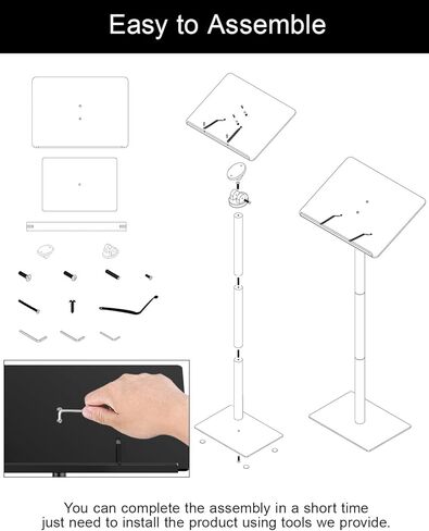 حامل منصة أكريليك، ارتفاع 42.3 بوصة، منصات أكريليك قابلة للتعديل بزاوية سوداء للكنيسة، والمنابر الحديثة والمنابر للفصول الدراسية، والحفلات الموسيقية، والكنيسة، والخطاب، وسهولة التجميع، وقاعدة معدنية، أسود in Kuwait