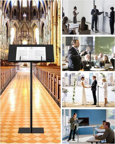 حامل منصة أكريليك، ارتفاع 42.3 بوصة، منصات أكريليك قابلة للتعديل بزاوية سوداء للكنيسة، والمنابر الحديثة والمنابر للفصول الدراسية، والحفلات الموسيقية، والكنيسة، والخطاب، وسهولة التجميع، وقاعدة معدنية، أسود in Kuwait