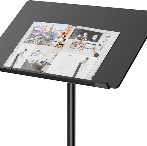 حامل منصة أكريليك، ارتفاع 42.3 بوصة، منصات أكريليك قابلة للتعديل بزاوية سوداء للكنيسة، والمنابر الحديثة والمنابر للفصول الدراسية، والحفلات الموسيقية، والكنيسة، والخطاب، وسهولة التجميع، وقاعدة معدنية، أسود in Kuwait