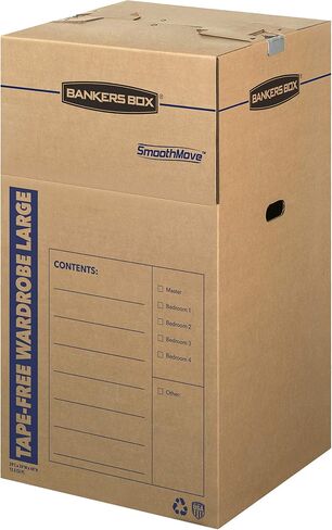 Bankers Box 3 Pack Large Wardrobe Moving Boxes, Tape-Free with Handles, 24 x 24 x 40 Inches in Saudi Arabia