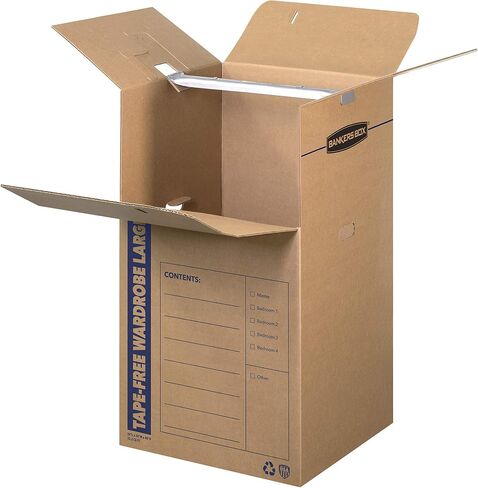 Bankers Box 3 Pack Large Wardrobe Moving Boxes, Tape-Free with Handles, 24 x 24 x 40 Inches in Saudi Arabia