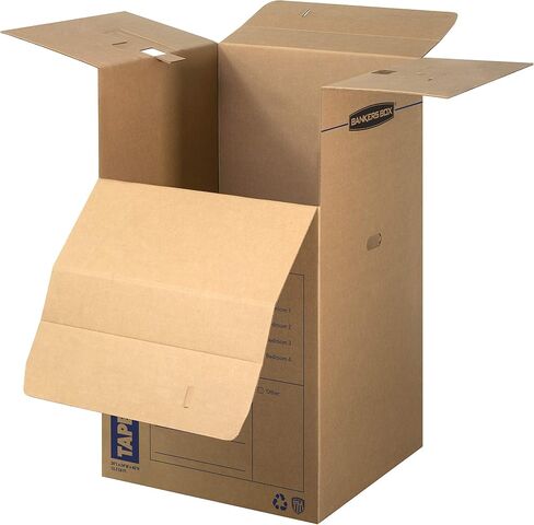 Bankers Box 3 Pack Large Wardrobe Moving Boxes, Tape-Free with Handles, 24 x 24 x 40 Inches in Saudi Arabia