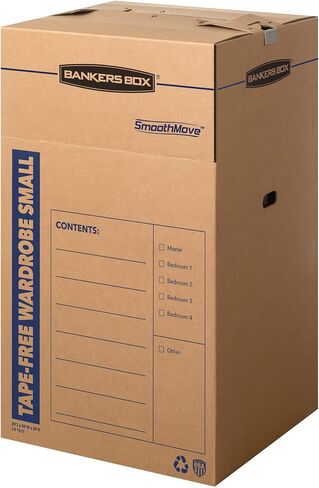 Bankers Box 3 Pack Large Wardrobe Moving Boxes, Tape-Free with Handles, 24 x 24 x 40 Inches in Saudi Arabia