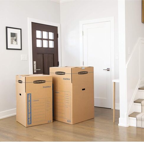 Bankers Box 3 Pack Large Wardrobe Moving Boxes, Tape-Free with Handles, 24 x 24 x 40 Inches in Saudi Arabia