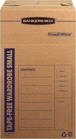 Bankers Box 3 Pack Large Wardrobe Moving Boxes, Tape-Free with Handles, 24 x 24 x 40 Inches in Saudi Arabia