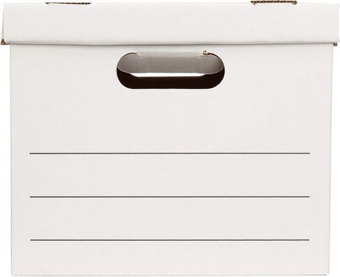 Amazon Basics Medium Duty Storage/Filing Boxes With Lid and Handles, Legal/Letter Size, 12-Pack, White, 16.2" L x 12.5" W x 10.5" H in Kuwait