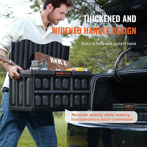 VEVOR 65L Collapsible Storage Bins with Lids 3 Packs, Stackable Utility Crates with Handles, Large Folding Containers for Organizing Tools, Books, Food, Drinks, Camping&Transport in Saudi Arabia