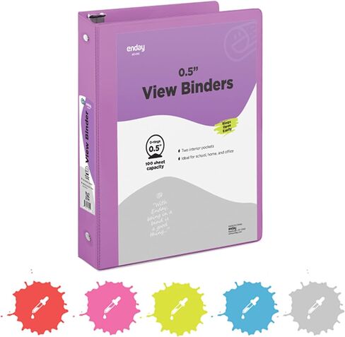 3 Inch 3 Ring Binder Pink, Slant D-Ring 3" Clear View Cover with 2 Inside Pockets, Heavy Duty Colored School Supplies Office and Home Binders – by Enday in Saudi Arabia