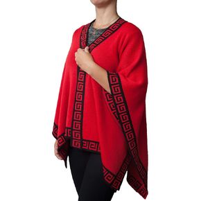 TINKUY Women’s Shawl, Peruvian Alpaca Wool Scarfs for Women Pashmina Shawl Ruana Wrap Poncho Geometric Trim, One Size
